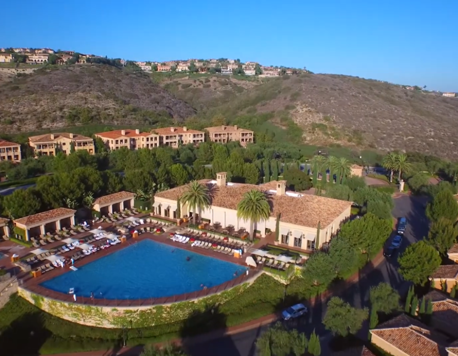 Luxury resort with pool and hills